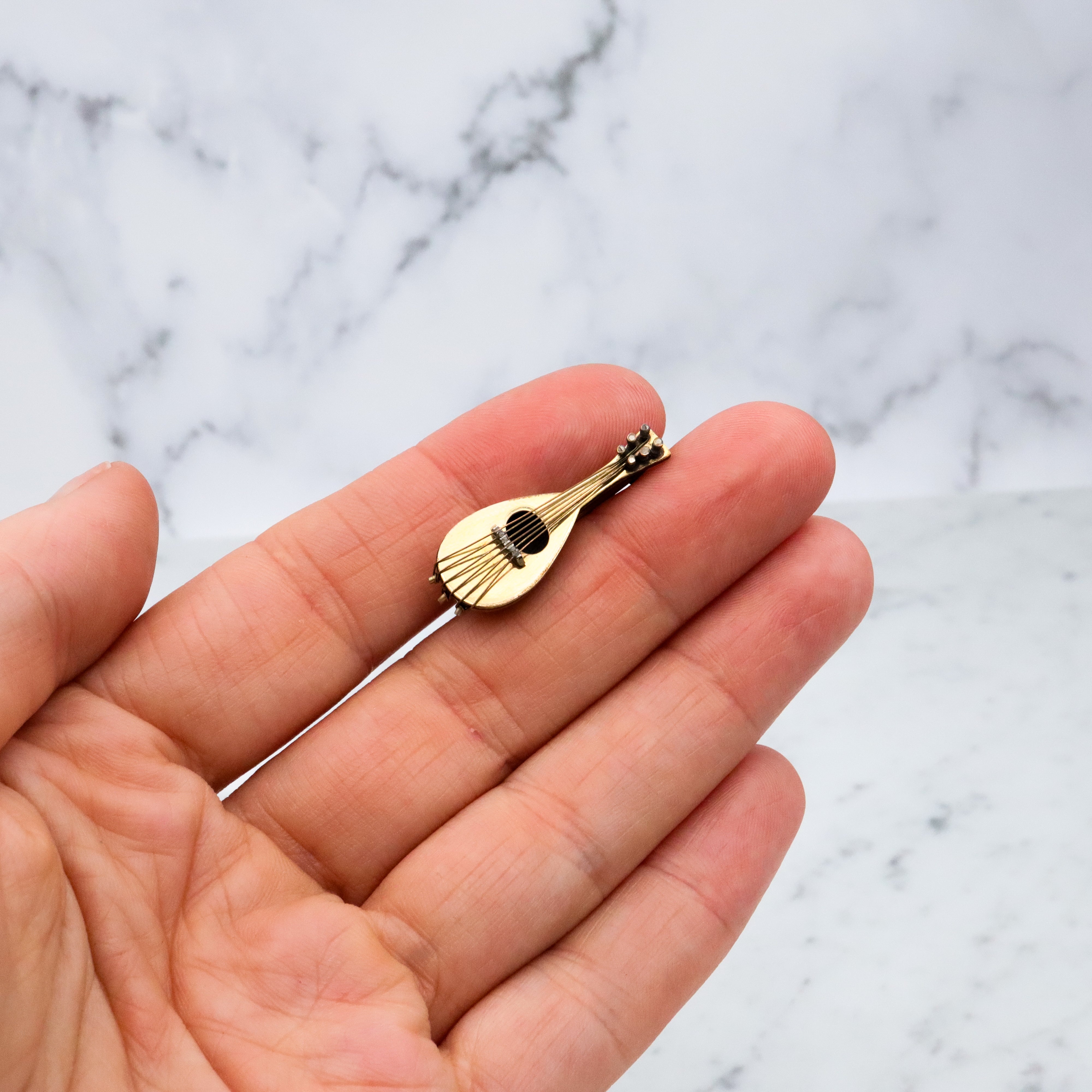 Antique gold filled mandolin instrument brooch